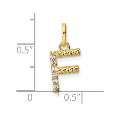 14K Twisted .. Diamond Initial F Charm