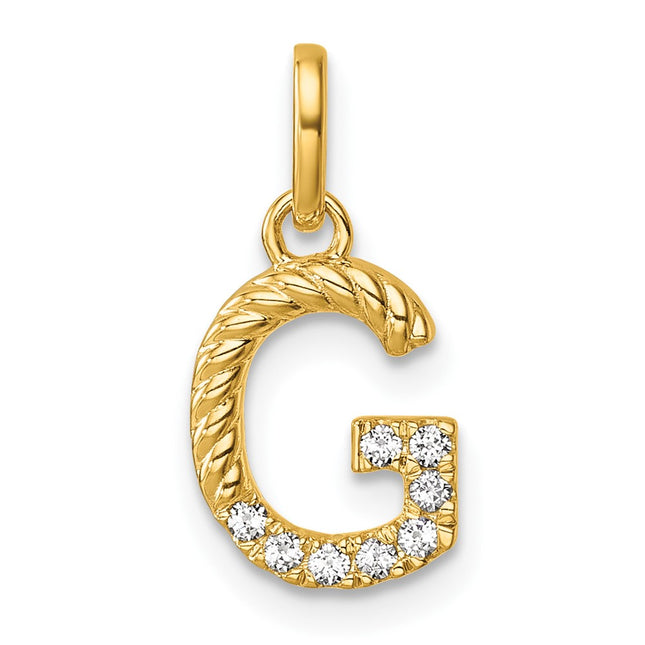 14K gold diamond initial charm