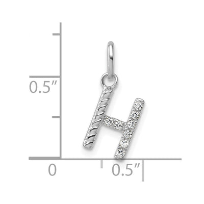 14K White Gold Twisted .. Diamond Initial H Charm