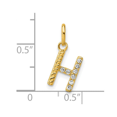 14K Twisted .. Diamond Initial H Charm