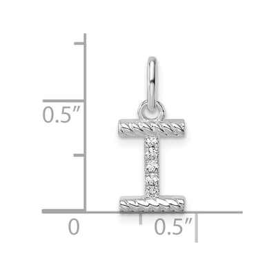 14K White Gold Twisted .. Diamond Initial I Charm