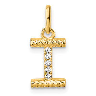 14K Twisted .. Diamond Initial I Charm