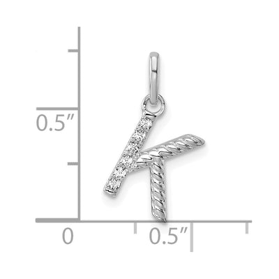 14K White Gold Twisted .. Diamond Initial K Charm