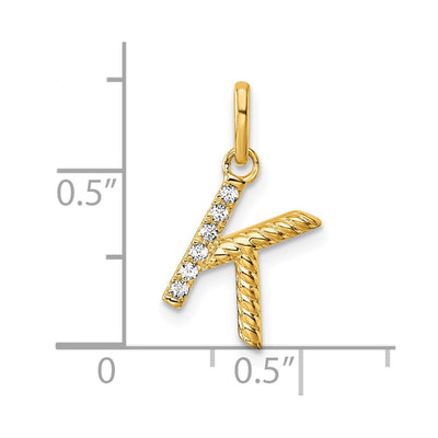 14K Twisted .. Diamond Initial K Charm