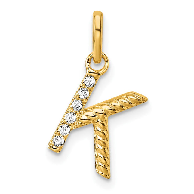 14K gold diamond initial charm