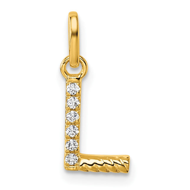 14K gold diamond initial charm