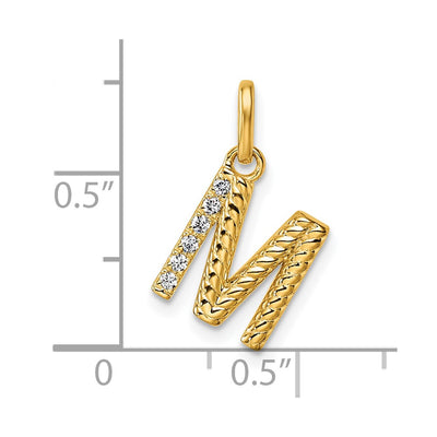 14K Twisted .. Diamond Initial M Charm
