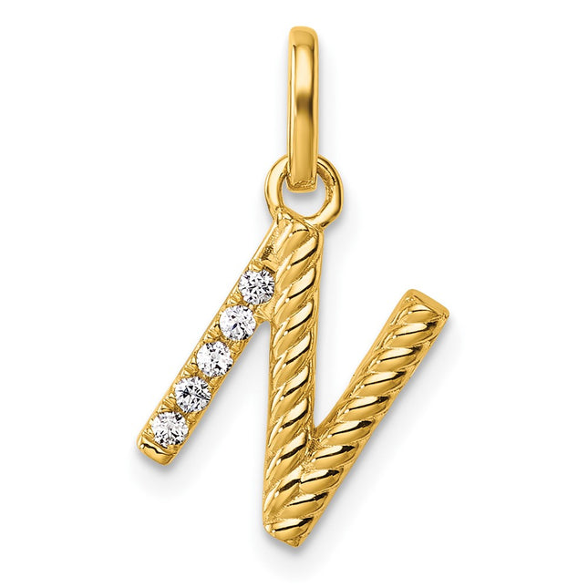 14K gold diamond initial charm