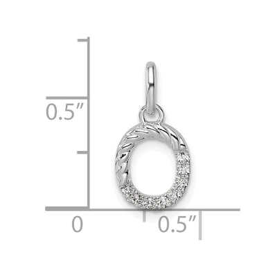 14K White Gold Twisted .. Diamond Initial O Charm