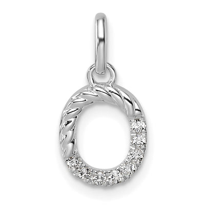 14K White Gold Twisted .. Diamond Initial O Charm