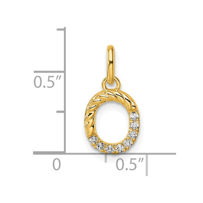 14K Twisted .. Diamond Initial O Charm