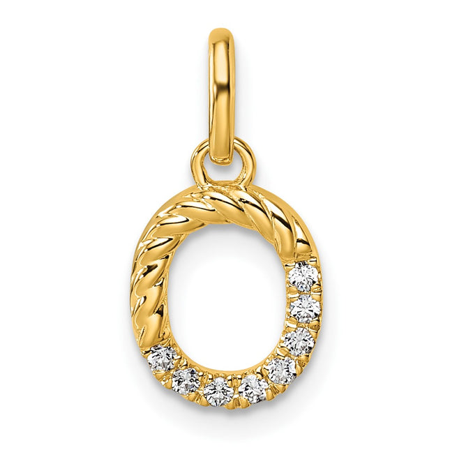 14K gold diamond initial charm