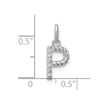 14K White Gold Twisted .. Diamond Initial P Charm