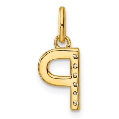 14K Twisted .. Diamond Initial P Charm