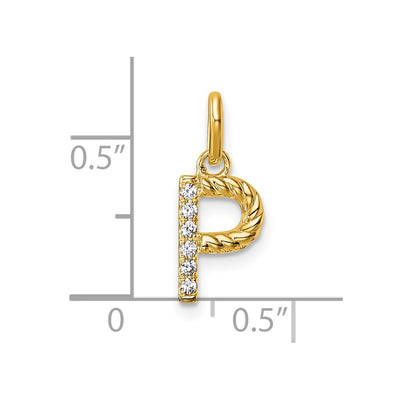 14K Twisted .. Diamond Initial P Charm