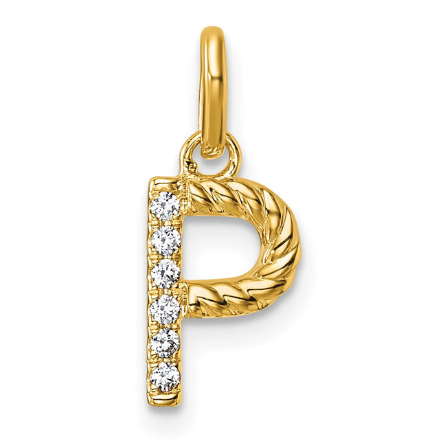 14K gold diamond initial charm
