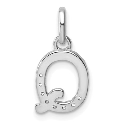 14K White Gold Twisted .. Diamond Initial Q Charm