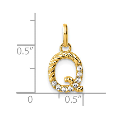 14K Twisted .. Diamond Initial Q Charm
