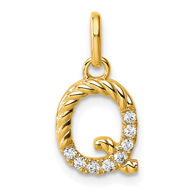 14K gold diamond initial charm