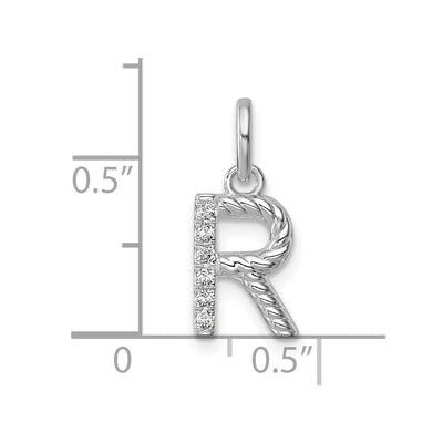 14K White Gold Twisted .. Diamond Initial R Charm