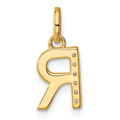 14K Twisted .. Diamond Initial R Charm