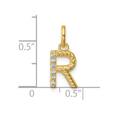 14K Twisted .. Diamond Initial R Charm