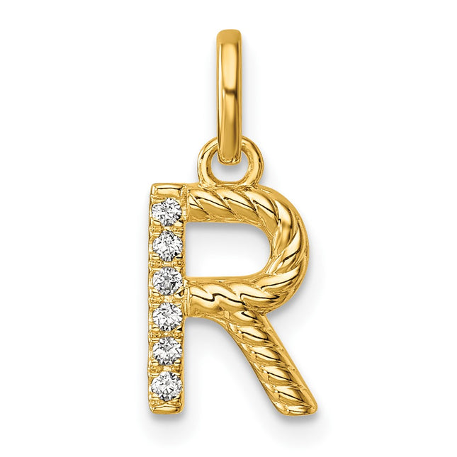 14K gold diamond initial charm