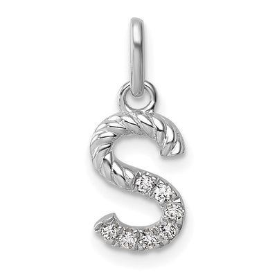 14K White Gold Twisted .. Diamond Initial S Charm