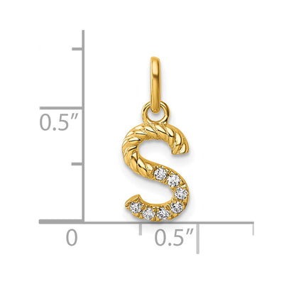 14K Twisted .. Diamond Initial S Charm