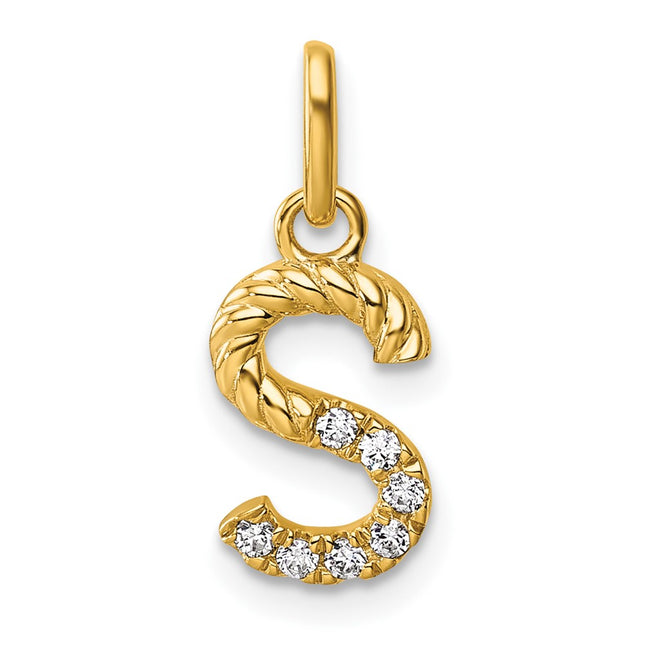 14K gold diamond initial charm
