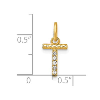14K Twisted .. Diamond Initial T Charm