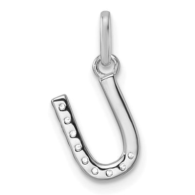 14K White Gold Twisted .. Diamond Initial U Charm