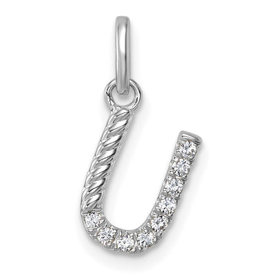 14K White Gold Twisted .. Diamond Initial U Charm