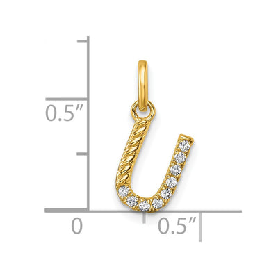14K Twisted .. Diamond Initial U Charm