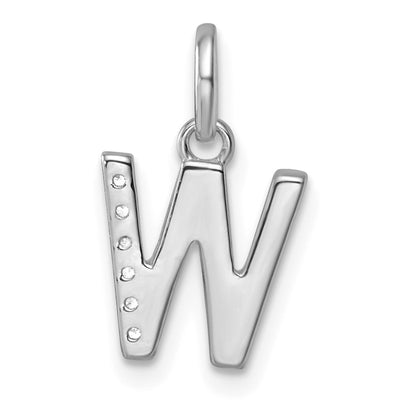 14K White Gold Twisted .. Diamond Initial W Charm