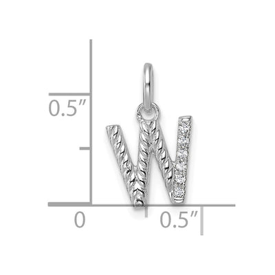 14K White Gold Twisted .. Diamond Initial W Charm