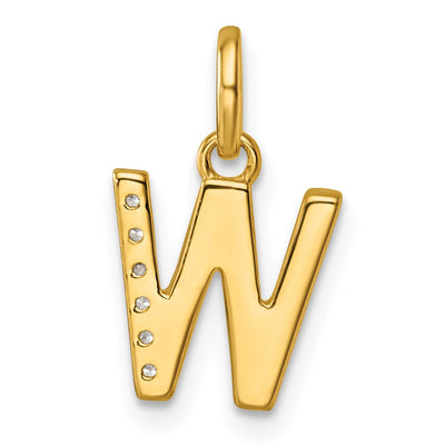 14K Twisted .. Diamond Initial W Charm