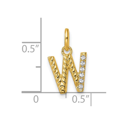 14K Twisted .. Diamond Initial W Charm