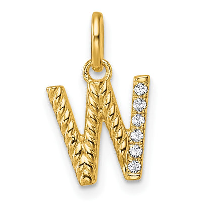 14K Twisted .. Diamond Initial W Charm