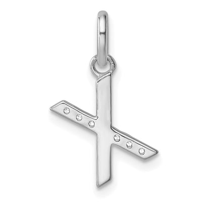 14K White Gold Twisted .. Diamond Initial X Charm