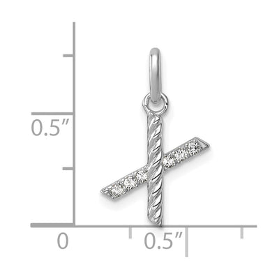 14K White Gold Twisted .. Diamond Initial X Charm