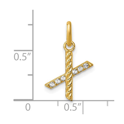 14K Twisted .. Diamond Initial X Charm