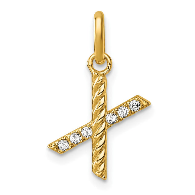 14K gold diamond initial charm