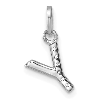 14K White Gold Twisted .. Diamond Initial Y Charm
