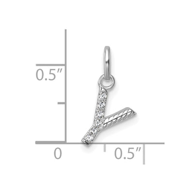 14K White Gold Twisted .. Diamond Initial Y Charm