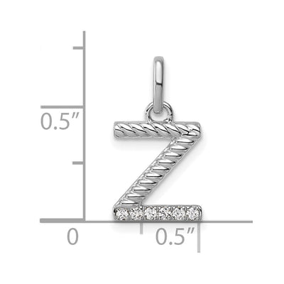 14K White Gold Twisted .. Diamond Initial Z Charm