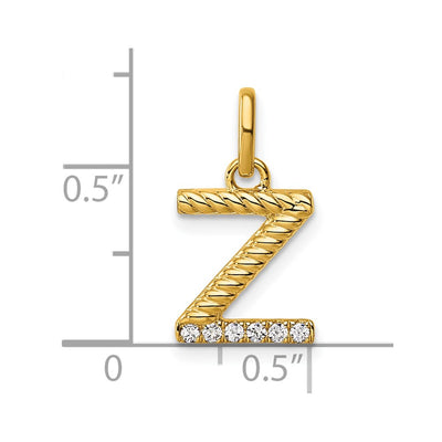 14K Twisted .. Diamond Initial Z Charm