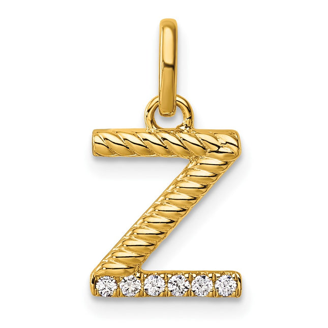 14K gold diamond initial charm