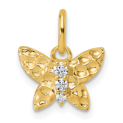 14K gold diamond butterfly pendant