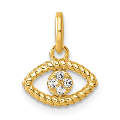 14K gold diamond evil eye pendant